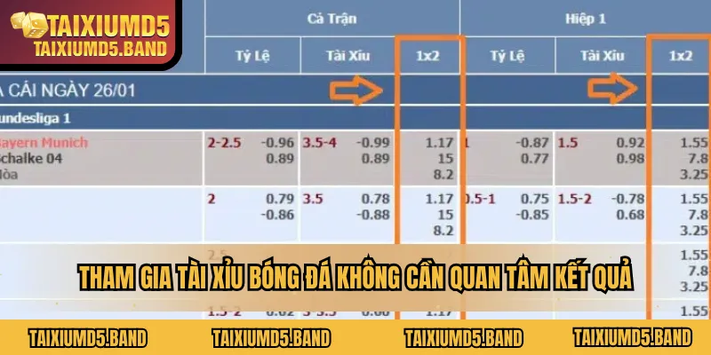 Tham gia tài xỉu bóng đá không cần quan tâm kết quả